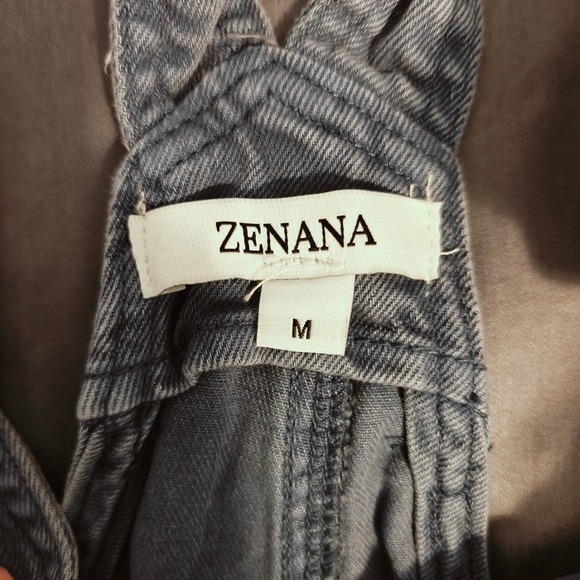 Zenana Washed Knot Strap Pockets Jumpsuit 1864Y Size Medium - Picture 13 of 16